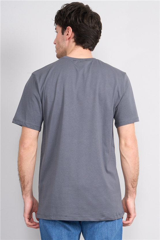 Çetinkaya Mentality 4500 Bisiklet Yaka Regular Baskılı T-shirt Koyu Gri