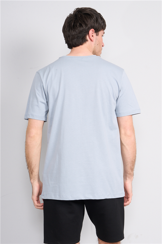 Çetinkaya Mentality 4502 Bisiklet Yaka Regular Baskılı T-shirt Açık Gri