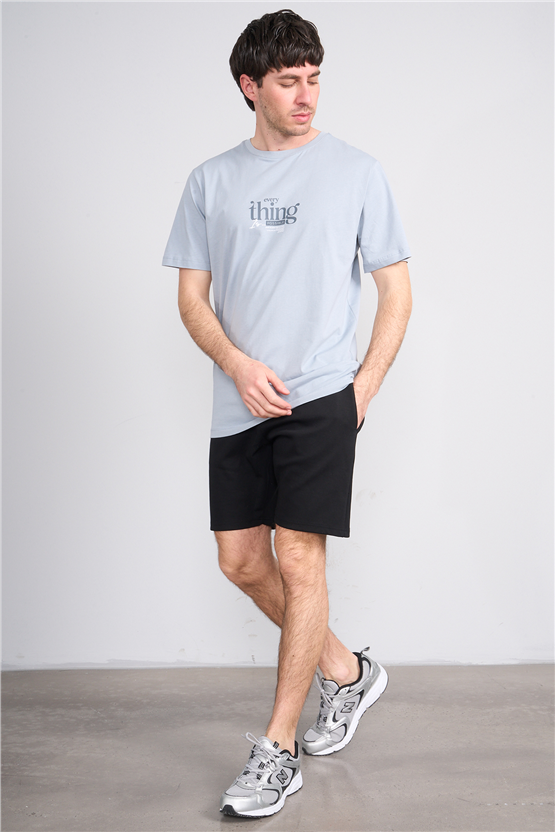 Çetinkaya Mentality 4502 Bisiklet Yaka Regular Baskılı T-shirt Açık Gri