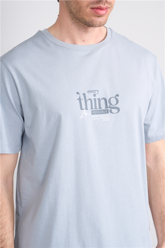 Çetinkaya Mentality 4502 Bisiklet Yaka Regular Baskılı T-shirt Açık Gri