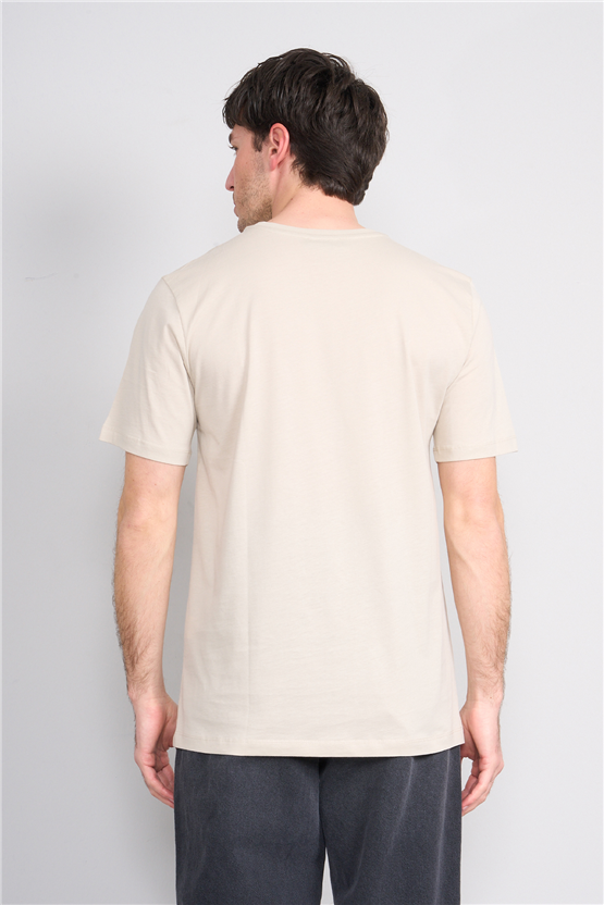 Çetinkaya Mentality 4502 Bisiklet Yaka Regular Baskılı T-shirt Vizon