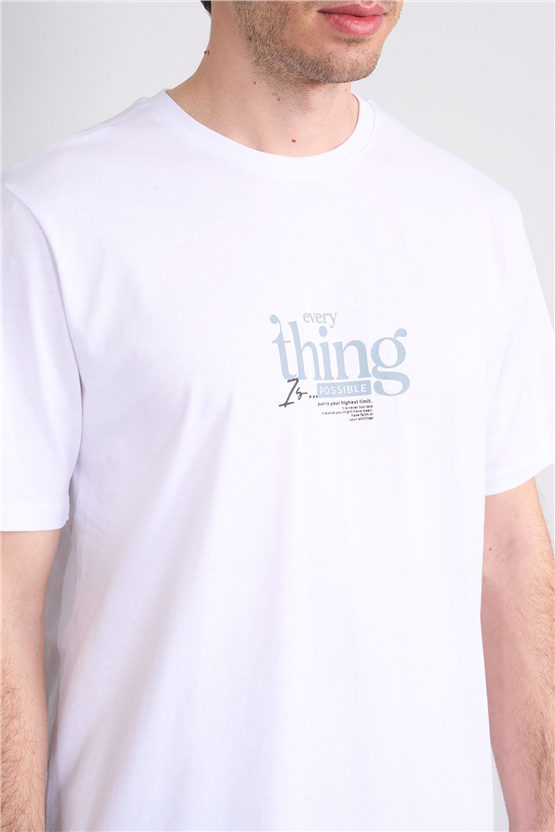 Çetinkaya Mentality 4502 Bisiklet Yaka Regular Baskılı T-shirt Beyaz