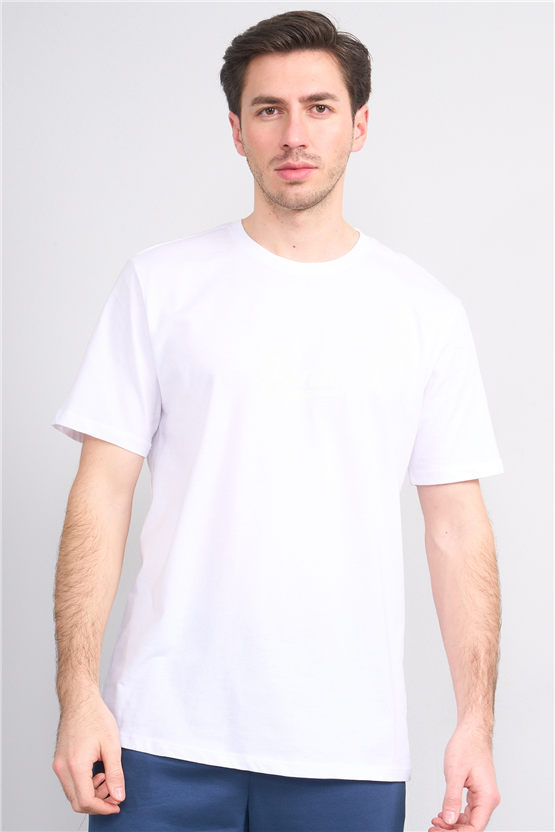 Çetinkaya Mentality 4503 Bisiklet Yaka Regular Baskılı T-shirt Beyaz