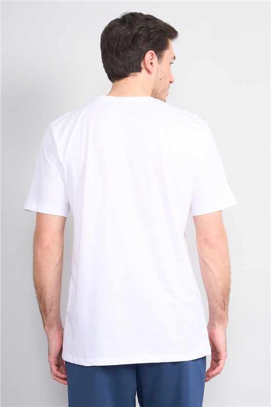 Çetinkaya Mentality 4503 Bisiklet Yaka Regular Baskılı T-shirt Beyaz