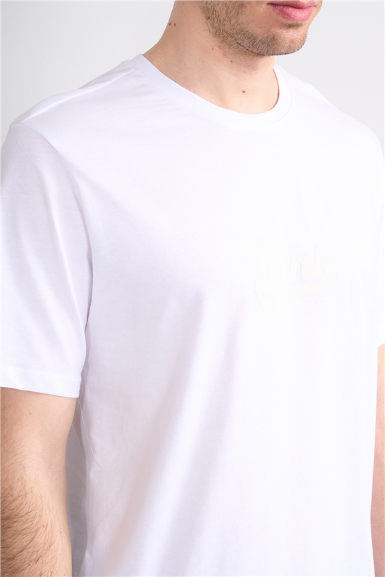 Çetinkaya Mentality 4503 Bisiklet Yaka Regular Baskılı T-shirt Beyaz