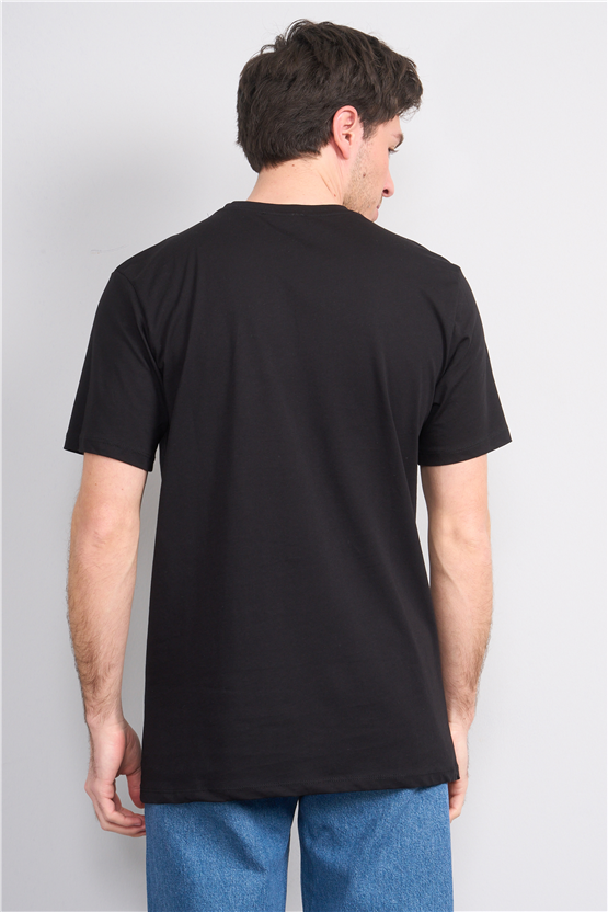 Çetinkaya Mentality 4503 Bisiklet Yaka Regular Baskılı T-shirt Siyah