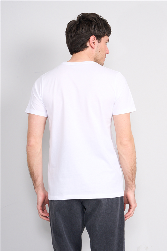 Çetinkaya Mentality 4506 Bisiklet Yaka Regular Baskılı T-shirt Beyaz