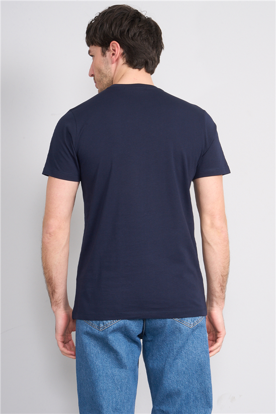 Çetinkaya Mentality 4506 Bisiklet Yaka Regular Baskılı T-shirt Lacivert