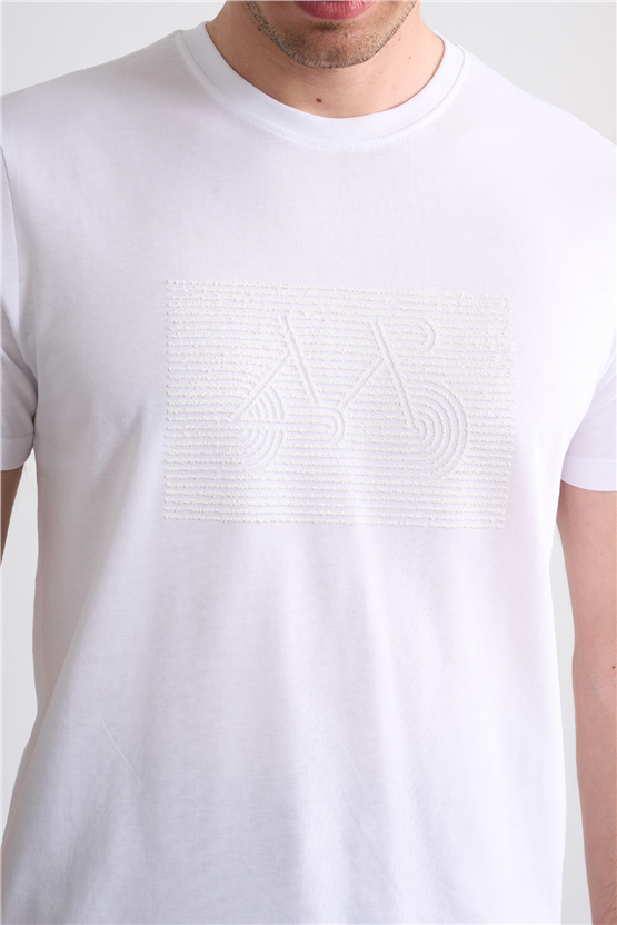 Çetinkaya Mentality 4506 Bisiklet Yaka Regular Baskılı T-shirt Beyaz