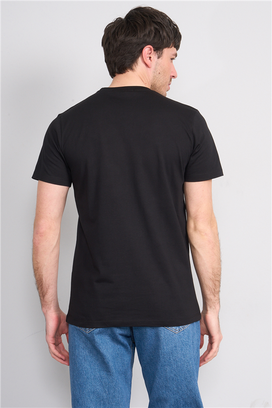 Çetinkaya Mentality 4506 Bisiklet Yaka Regular Baskılı T-shirt Siyah