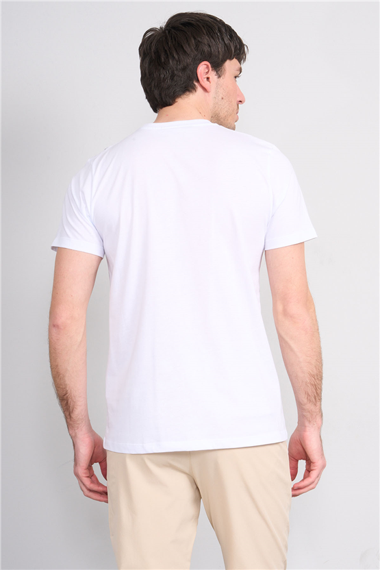 Çetinkaya Mentality 4507 Bisiklet Yaka Regular Modelli T-shirt Beyaz