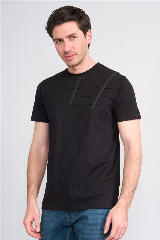 Çetinkaya Mentality 4507 Bisiklet Yaka Regular Modelli T-shirt Siyah