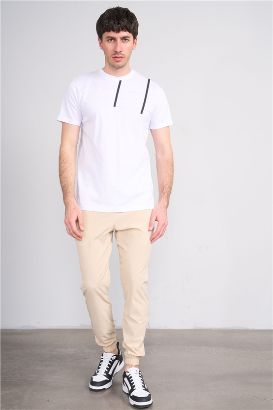 Çetinkaya Mentality 4507 Bisiklet Yaka Regular Modelli T-shirt Beyaz