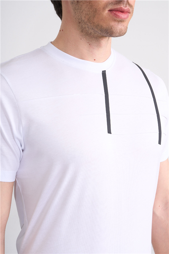 Çetinkaya Mentality 4507 Bisiklet Yaka Regular Modelli T-shirt Beyaz