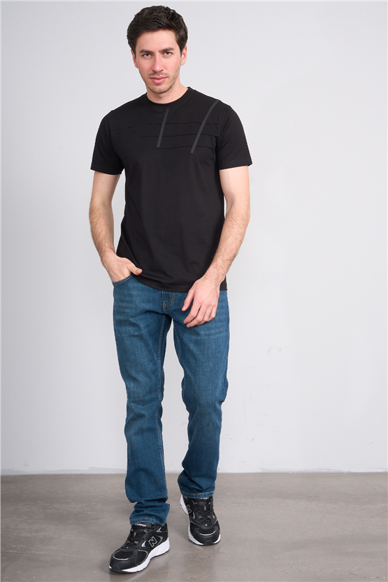 Çetinkaya Mentality 4507 Bisiklet Yaka Regular Modelli T-shirt Siyah