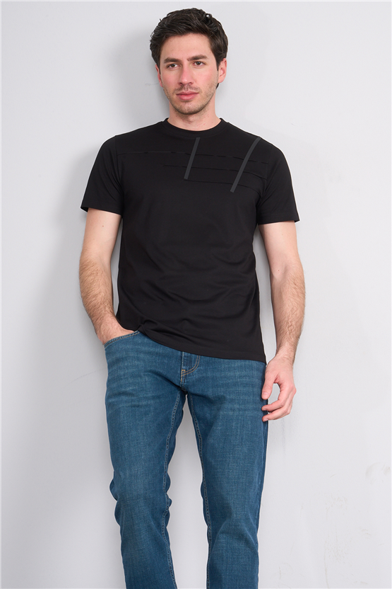 Çetinkaya Mentality 4507 Bisiklet Yaka Regular Modelli T-shirt Siyah