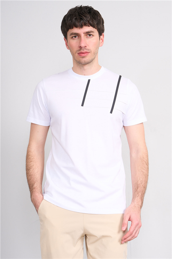 Çetinkaya Mentality 4507 Bisiklet Yaka Regular Modelli T-shirt Beyaz