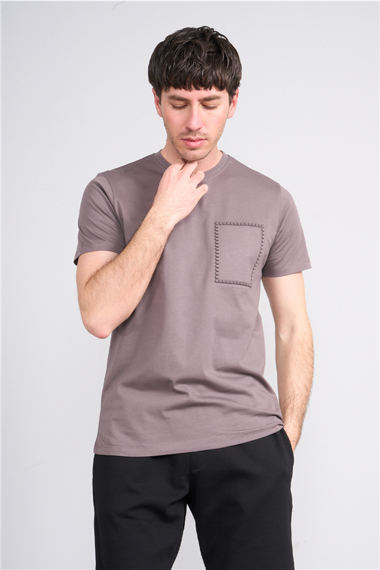 Çetinkaya Mentality 4508 Bisiklet Yaka Regular Modelli T-shirt Gri