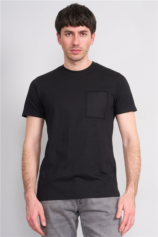 Çetinkaya Mentality 4508 Bisiklet Yaka Regular Modelli T-shirt Siyah