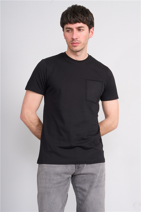 Çetinkaya Mentality 4508 Bisiklet Yaka Regular Modelli T-shirt Siyah