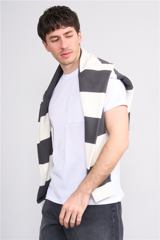 Çetinkaya Mentality 4508 Bisiklet Yaka Regular Modelli T-shirt Beyaz