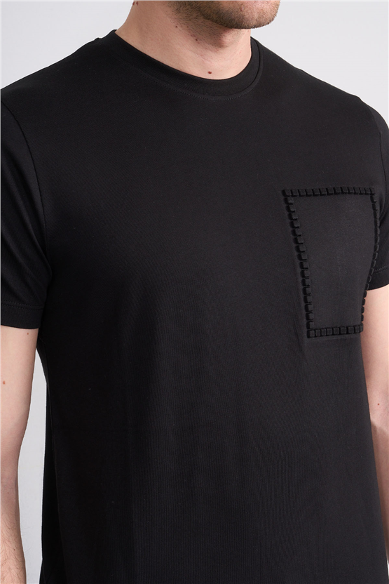 Çetinkaya Mentality 4508 Bisiklet Yaka Regular Modelli T-shirt Siyah