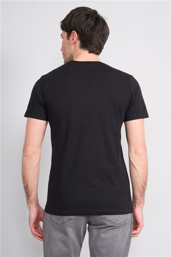 Çetinkaya Mentality 4508 Bisiklet Yaka Regular Modelli T-shirt Siyah