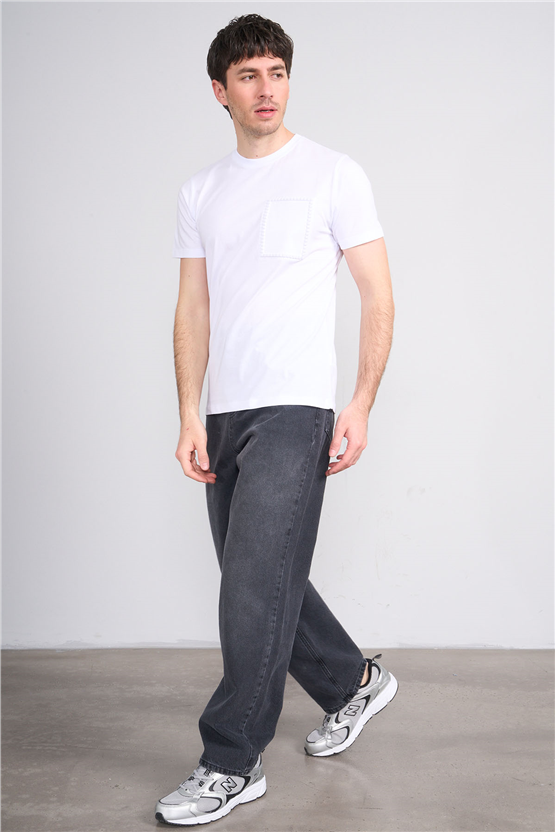 Çetinkaya Mentality 4508 Bisiklet Yaka Regular Modelli T-shirt Beyaz