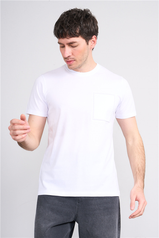 Çetinkaya Mentality 4508 Bisiklet Yaka Regular Modelli T-shirt Beyaz