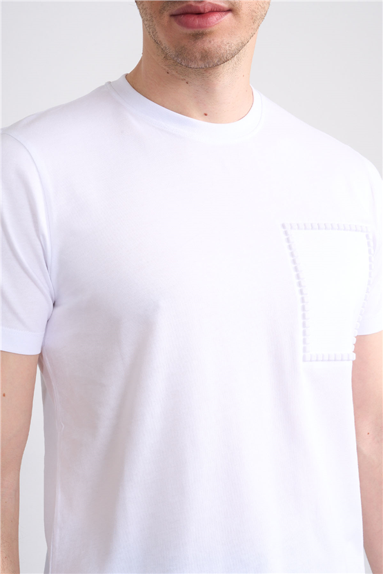 Çetinkaya Mentality 4508 Bisiklet Yaka Regular Modelli T-shirt Beyaz