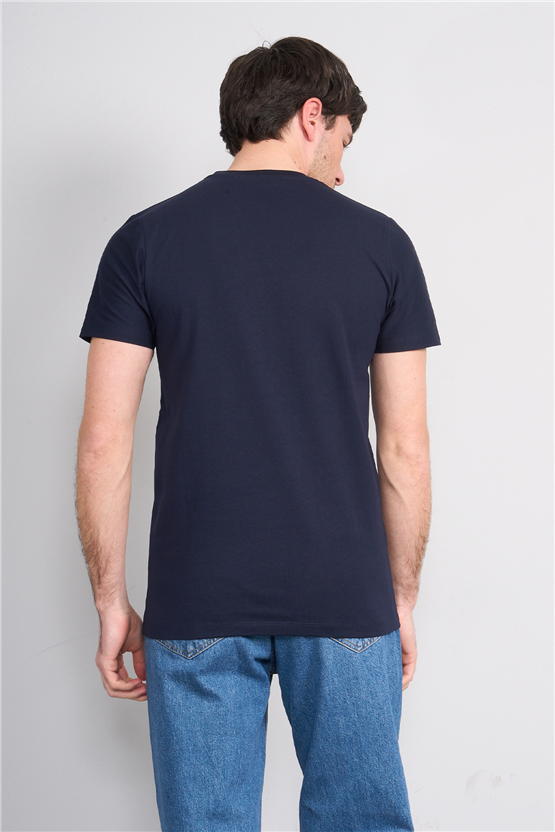 Çetinkaya Mentality 4510 Bisiklet Yaka Regular Modelli T-shirt Lacivert