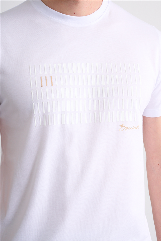 Çetinkaya Mentality 4510 Bisiklet Yaka Regular Modelli T-shirt Beyaz