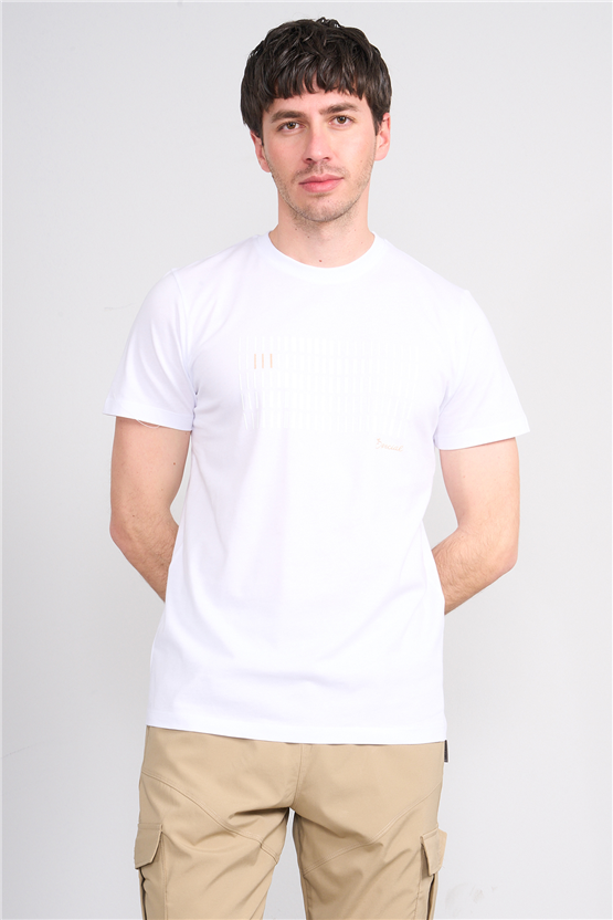 Çetinkaya Mentality 4510 Bisiklet Yaka Regular Modelli T-shirt Beyaz