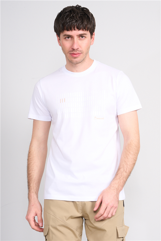 Çetinkaya Mentality 4510 Bisiklet Yaka Regular Modelli T-shirt Beyaz