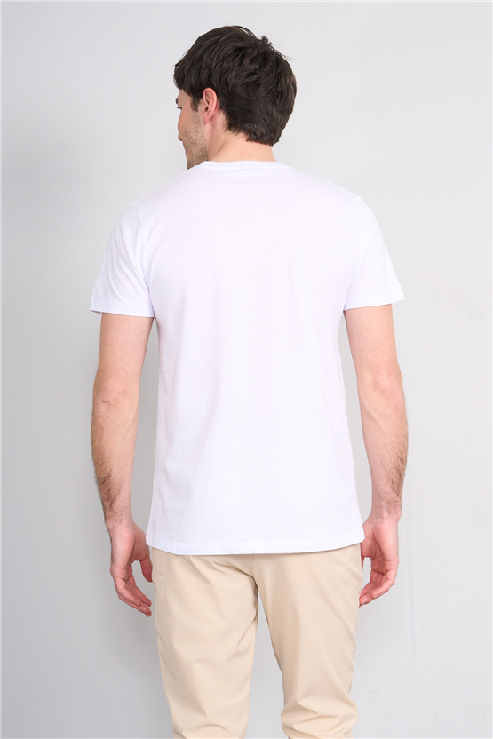 Çetinkaya Mentality 4511 Bisiklet Yaka Regular Modelli T-shirt Beyaz