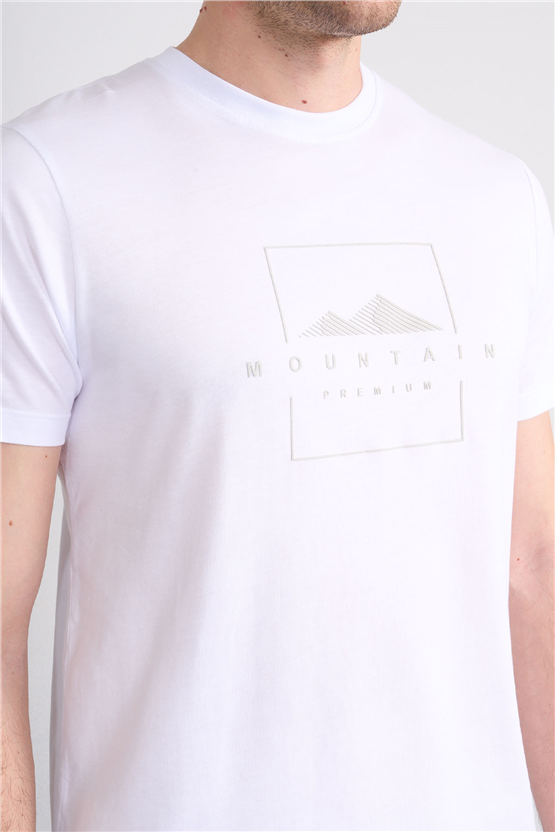 Çetinkaya Mentality 4511 Bisiklet Yaka Regular Modelli T-shirt Beyaz