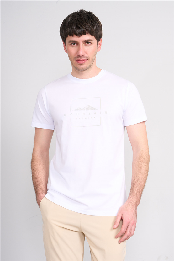 Çetinkaya Mentality 4511 Bisiklet Yaka Regular Modelli T-shirt Beyaz