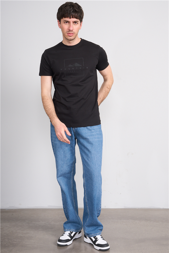 Çetinkaya Mentality 4511 Bisiklet Yaka Regular Modelli T-shirt Siyah