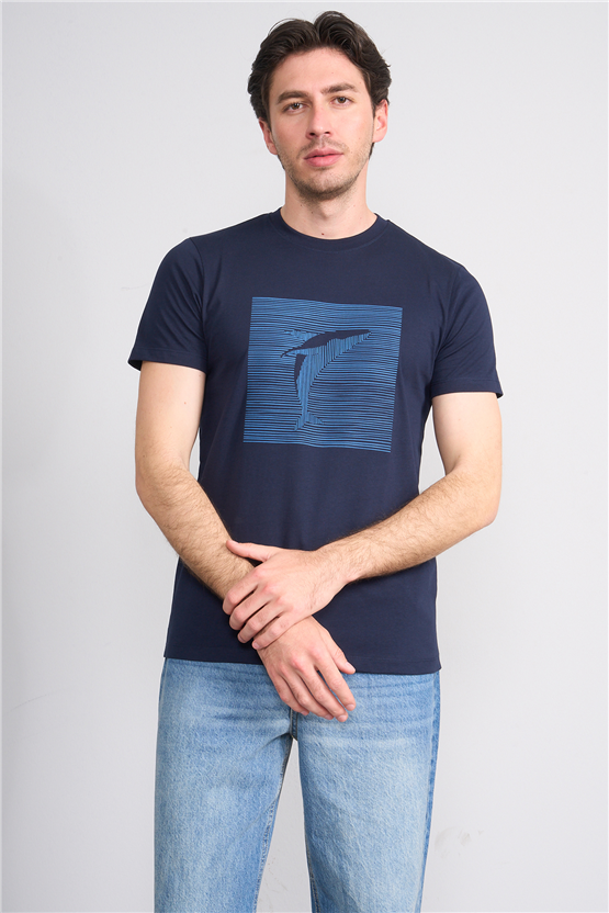 Çetinkaya Mentality 4512 Bisiklet Yaka Regular Modelli T-shirt Lacivert