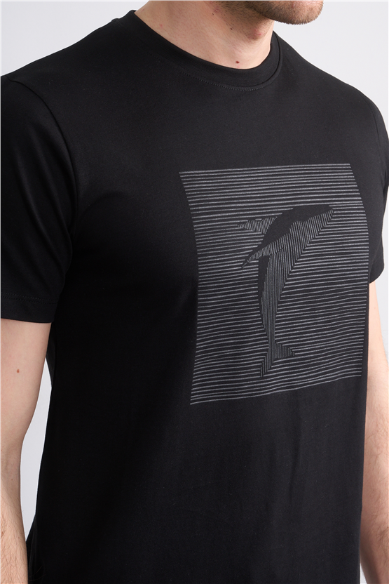 Çetinkaya Mentality 4512 Bisiklet Yaka Regular Modelli T-shirt Siyah