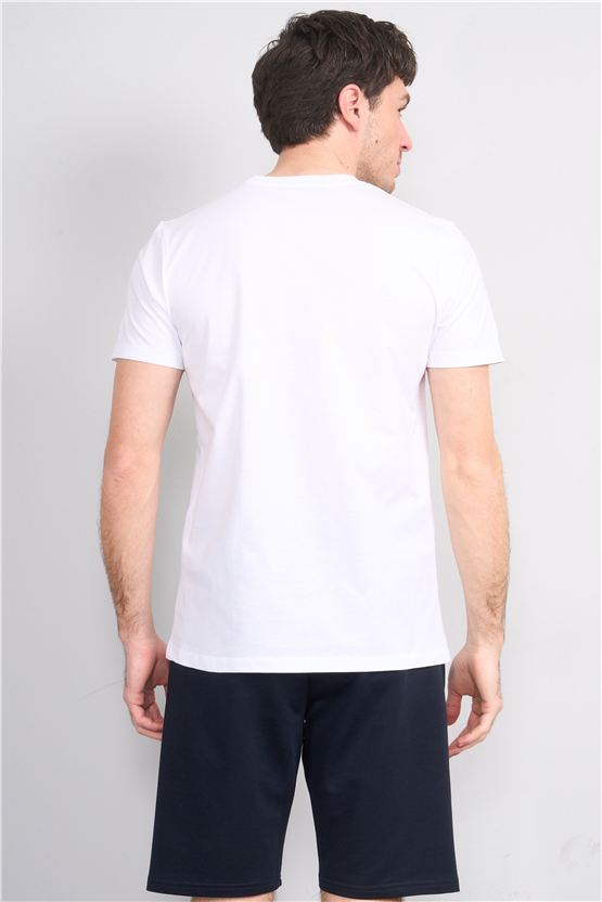 Çetinkaya Mentality 4512 Bisiklet Yaka Regular Modelli T-shirt Beyaz