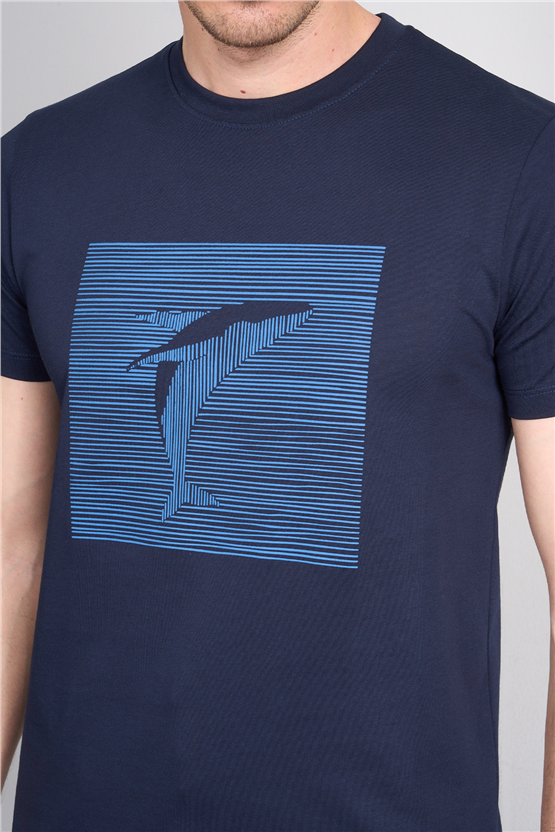 Çetinkaya Mentality 4512 Bisiklet Yaka Regular Modelli T-shirt Lacivert