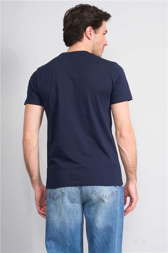 Çetinkaya Mentality 4512 Bisiklet Yaka Regular Modelli T-shirt Lacivert