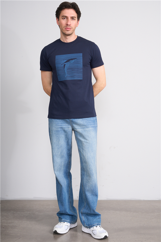 Çetinkaya Mentality 4512 Bisiklet Yaka Regular Modelli T-shirt Lacivert