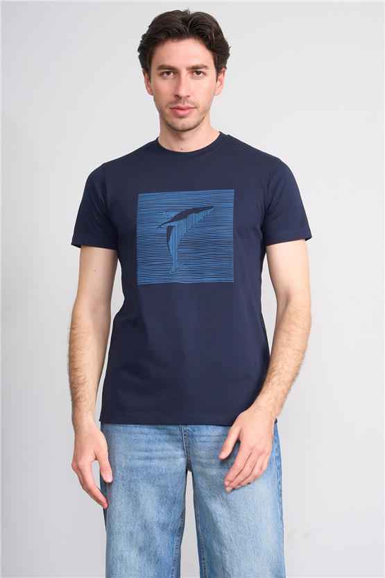 Çetinkaya Mentality 4512 Bisiklet Yaka Regular Modelli T-shirt Lacivert