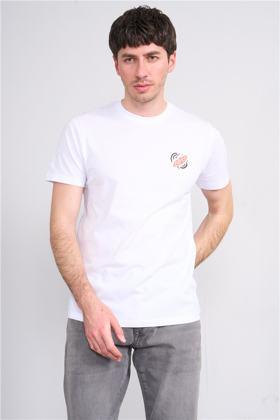 Çetinkaya Mentality 4516 Bisiklet Yaka Regular Modelli T-shirt Beyaz