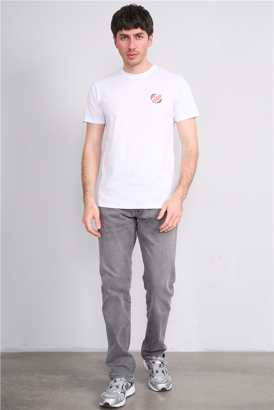 Çetinkaya Mentality 4516 Bisiklet Yaka Regular Modelli T-shirt Beyaz