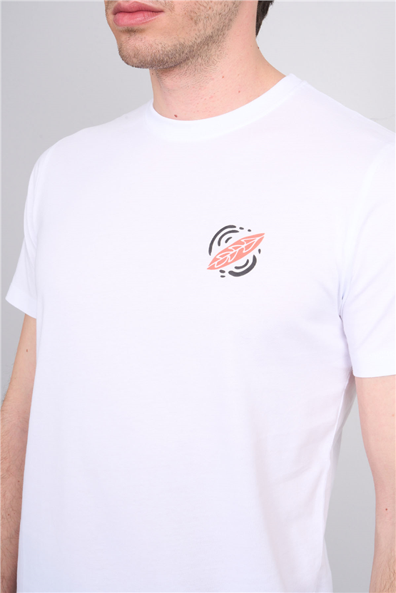 Çetinkaya Mentality 4516 Bisiklet Yaka Regular Modelli T-shirt Beyaz