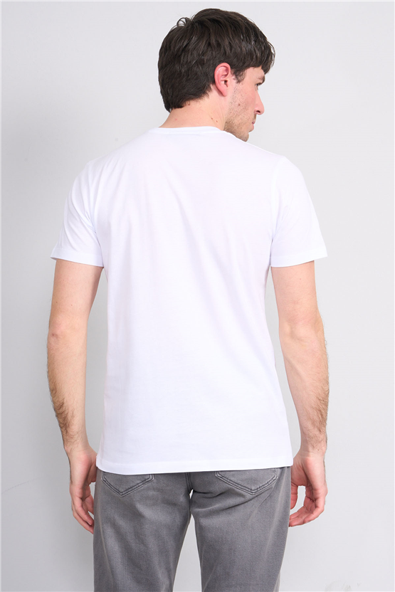 Çetinkaya Mentality 4516 Bisiklet Yaka Regular Modelli T-shirt Beyaz