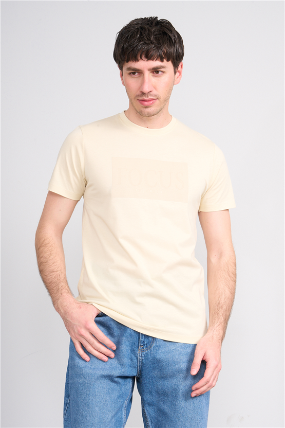 Çetinkaya Mentality 4517 Bisiklet Yaka Regular Modelli T-shirt Taş